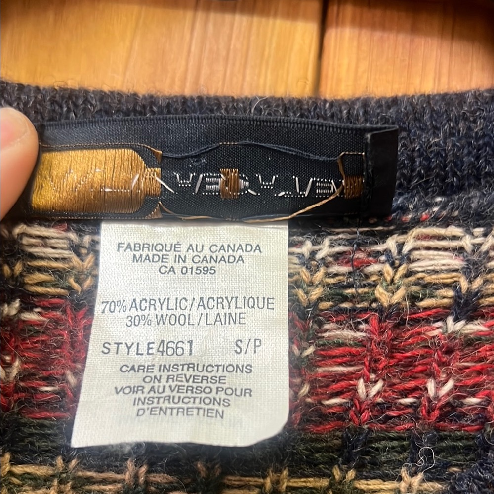 Daniel Hechter Red and Green Fair Isle Cardigan Sweater - Picture 3 of 5